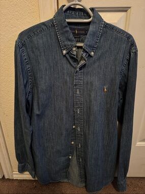 Polo Ralph Lauren Blue Denim Button-Down Shirt Size M